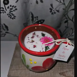 candle, coconut wax,mexican tazas,flowers,barro, Gift Birthday Bedroom Lavender