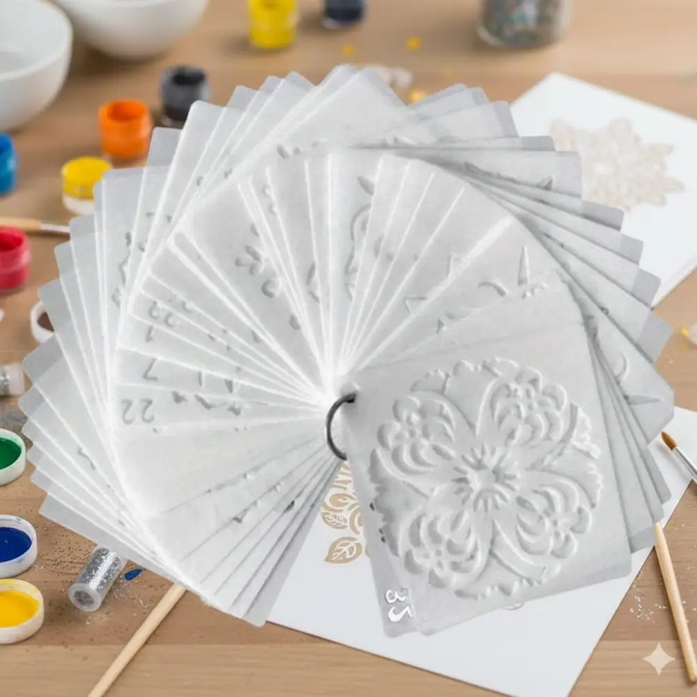 Reusable Laser-Cut Mandala Stencil Kit: High-Precision DIY Painting Tools for Wall, Wood, Tile & Fabric Transfer. Waterproof Art Templates for Multi-Scene Journal Decor, Stress-Relief Hand-Painting & Creative Craft Projects.