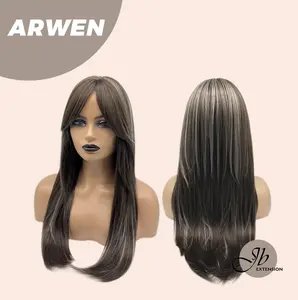 JBEXTENSION 24 Inches Dark Brown with Grey Highlight Wig ARWEN