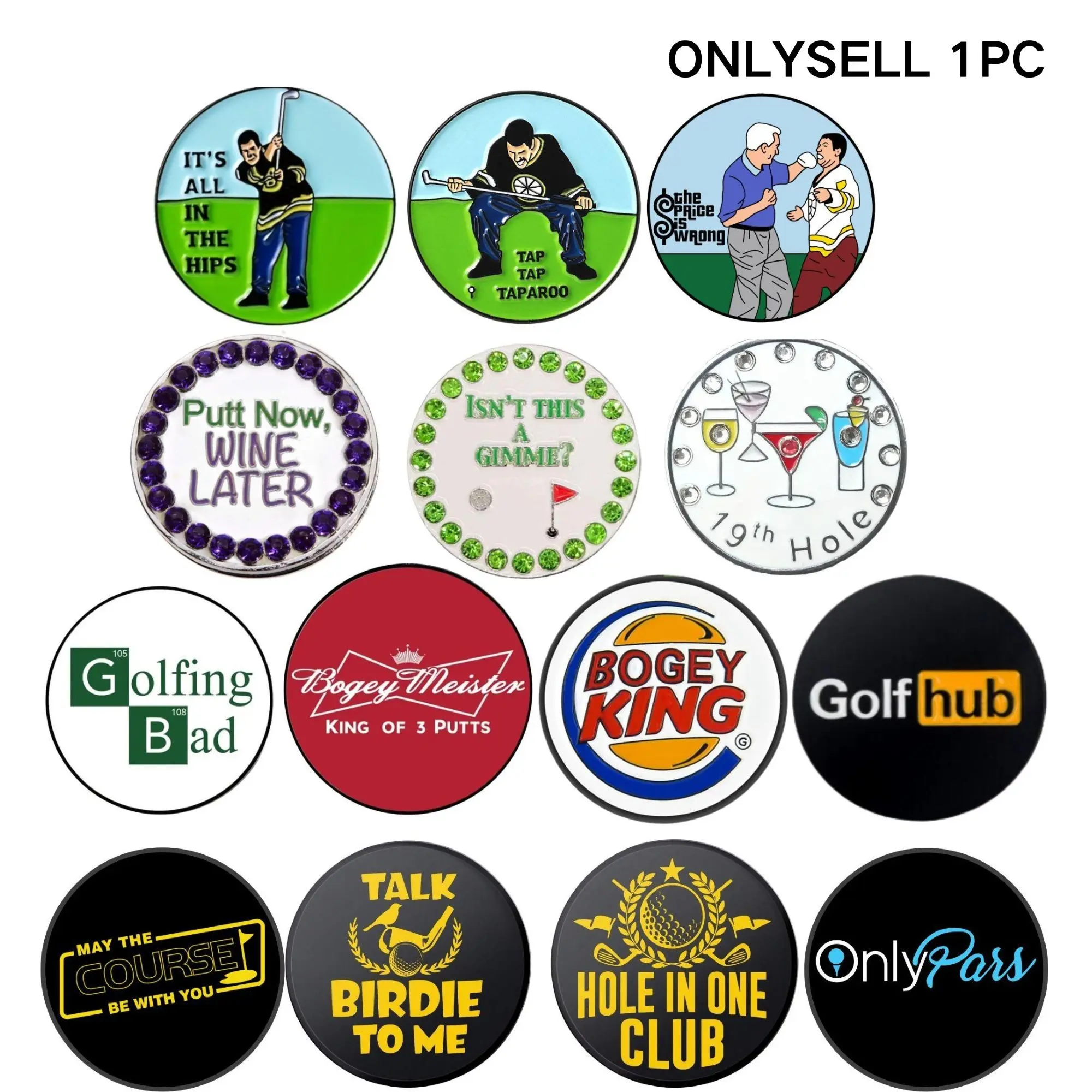 Golf Ball Marker with Hat Clip, 3 Counts Golf Ball Marker, Golf Accessories for Men, Funny Golf Gifts, Golf Gift Accessory, Golf Gadgets, Golf Cart, Golf Supply