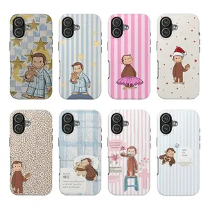 8 Cute Monkey Styles 2‑in‑1 Glossy Thick Film Phone Case , Cutest Design Case Cover with iPhone 17 Promax & More