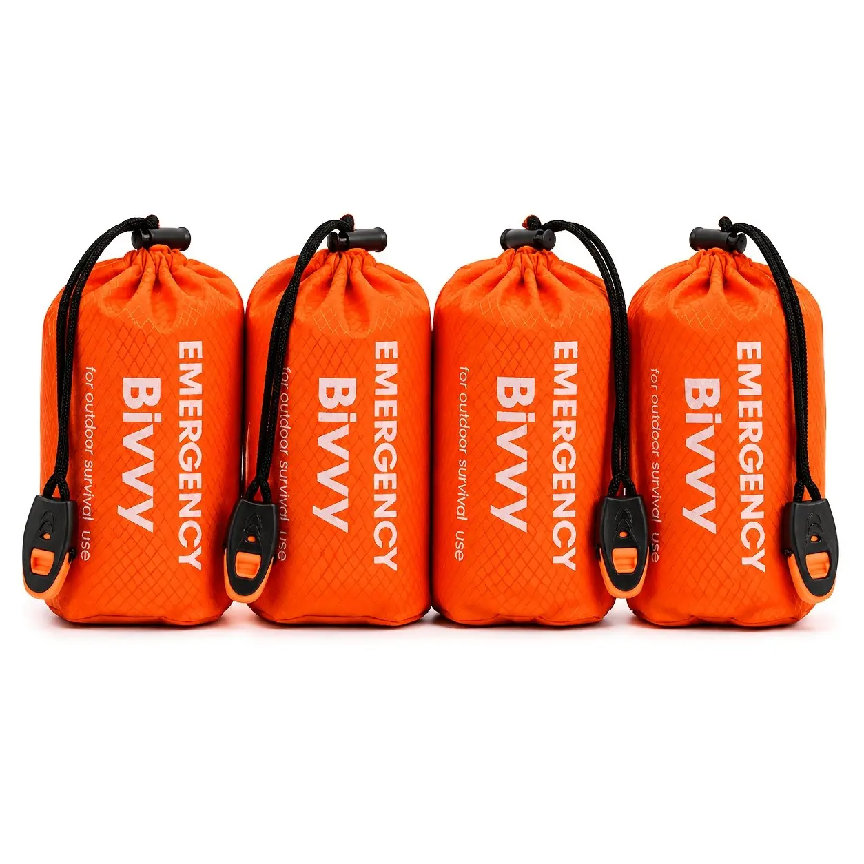 8pcs Emergency Sleeping Bag Set (Includes 4 Sleeping Bags And 4 Survival Whistles) - Portable Emergency Blanket Thermal Bivy Sack, Waterproof Lightweight Survival Gear with Compass for Camping, Hiking, And Outdoor Adventures