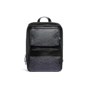 COACH Gotham 29 Drawstring Top-Handle Backpack – Men’s Casual Canvas-and-Leather Bag in Black and Antique Brass