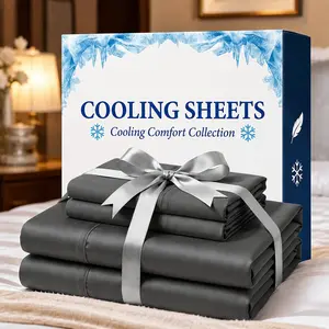 Luxury Deep Pocket Bamboo Fiber Bed Sheet Set - Breathable, Wrinkle-Resistant, Cooling and Comfortable Bedding for Extra Deep Mattresses