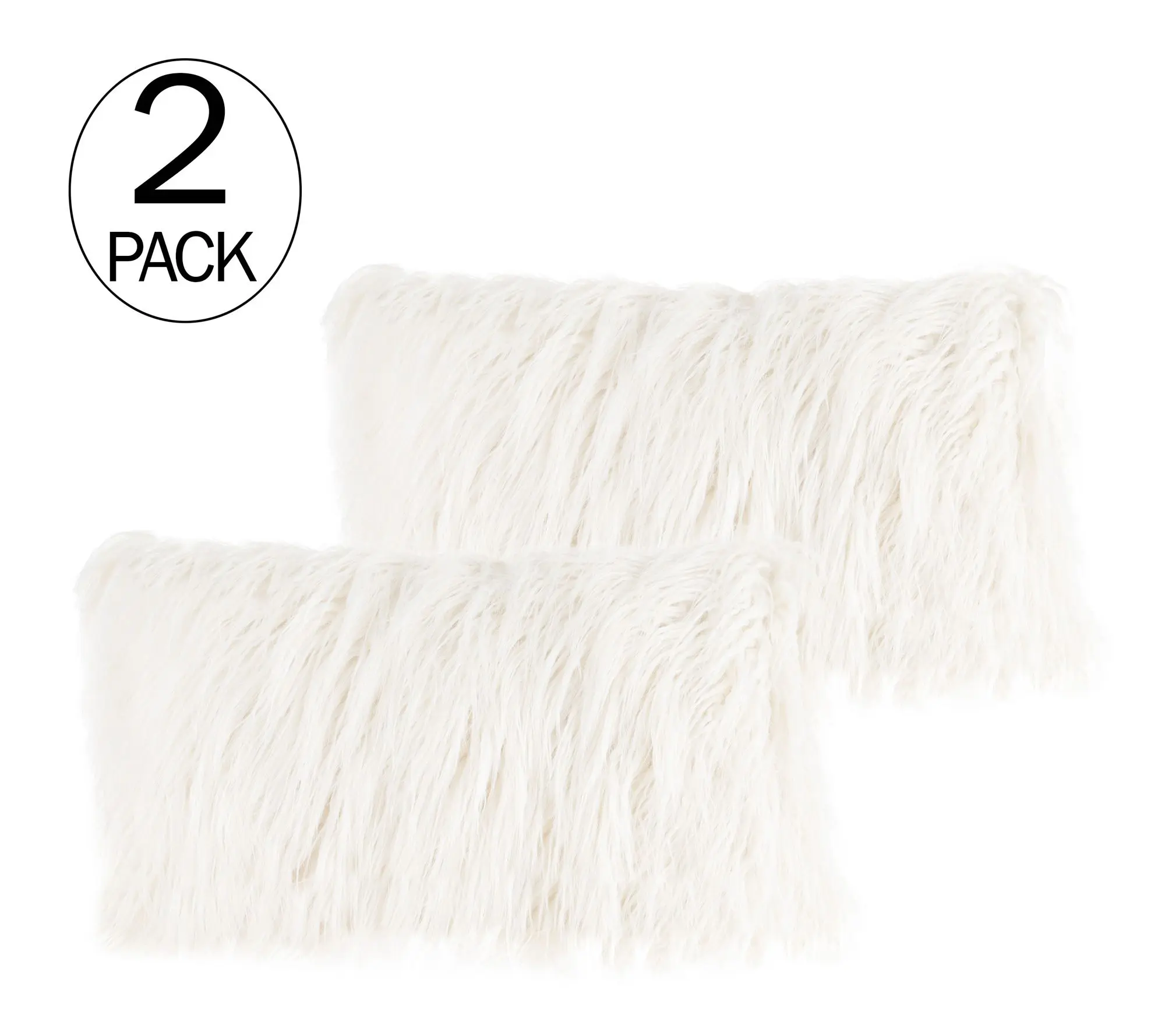 Lavish Home 2 Plush Lumbar Faux Fur Pillows Decorative Pillows