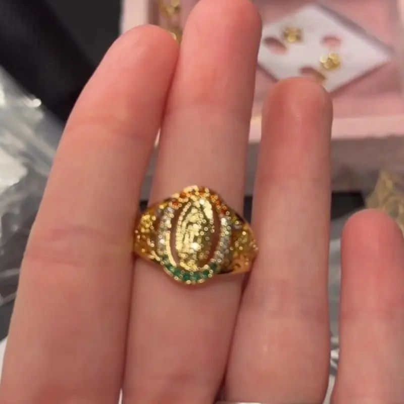14k gold plated virgencita ring