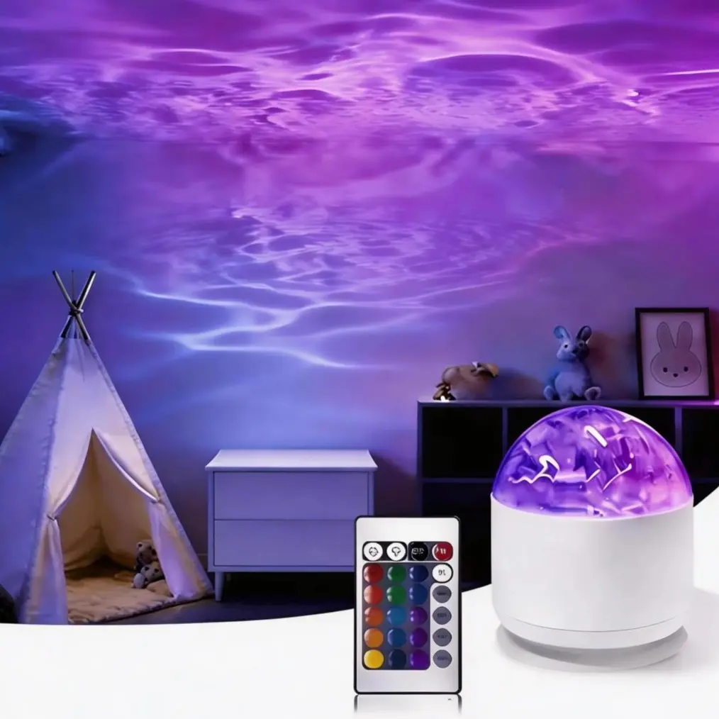Aurora & Water Ripple 2-in-1 Projector Light –  RGB Atmosphere Lamp with Remote Control, USB Powered Ambient Light for Bedroom, Party & Relaxation, Dynamic Mood Lighting Effects, Ideal for Decorations & Christmas Gifts