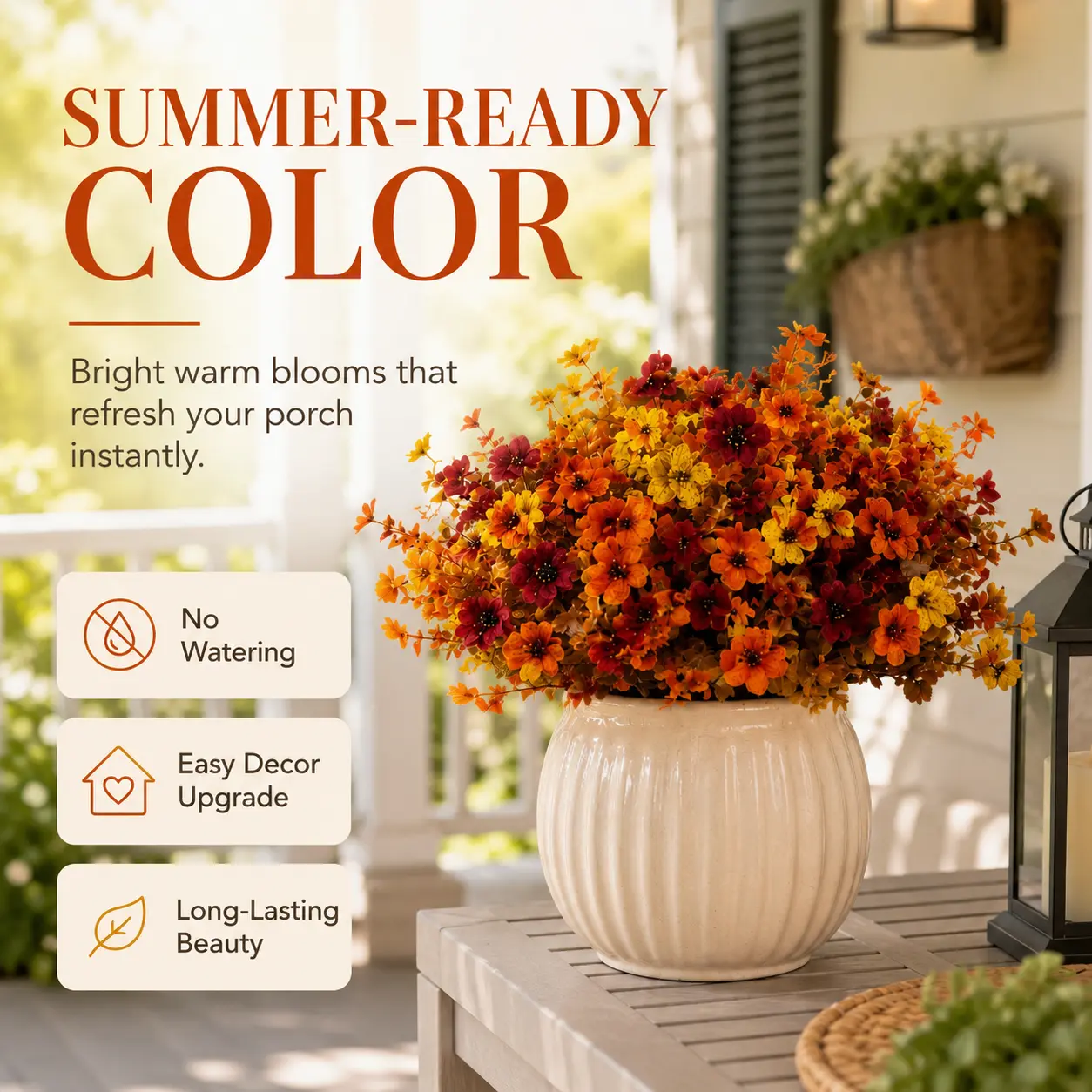 12Pcs Bright Warm Blooms Artificial Dream Bouquet Flowers Set Pack - DIY Faux Floral Decor Ornaments, Plants for Balcony, Bedroom, Indoor/Outdoor Home Supplies