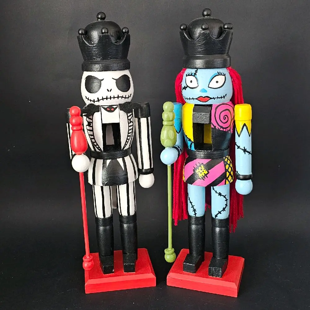Spooky Couple nutcrackers | 12 inches tall | hand painted wooden nutcrackers