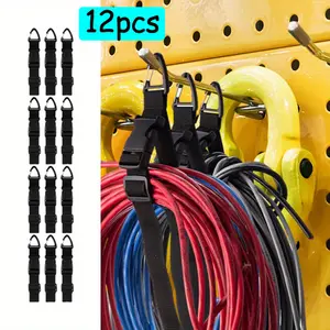 12Pcs 17in Adjustable Extension Cord Organizers with Triangle Buckles, Heavy-Duty Straps for Cord Organization, Kitchen Organization, Warehouse Storage - Hanging Cable/Hose/Rope, Christmas Lights Home Improvement Garden Watering Supplies
