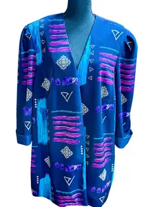 Vintage Periwinkle women's long light weight blazer multicolor Sz 24WP