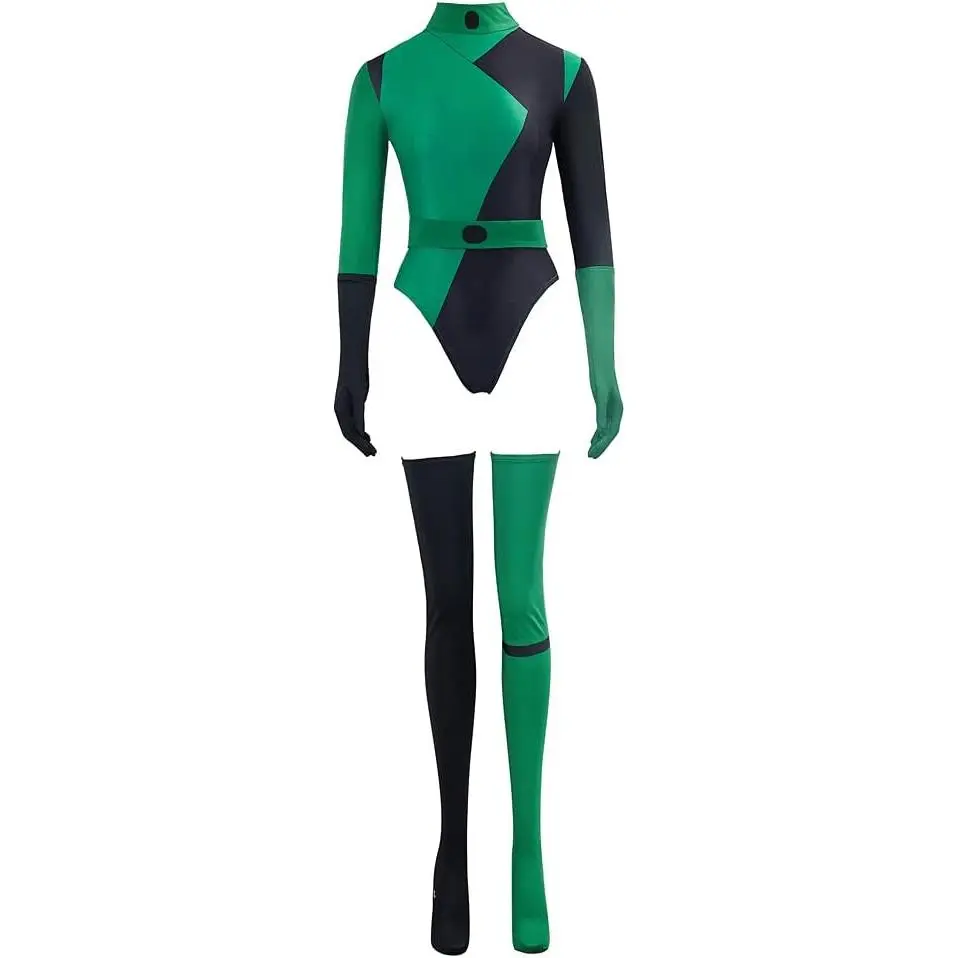 Women's Shego Cosplay costume Super Villains Shego Bodysuit Jumpsuit with Gloves