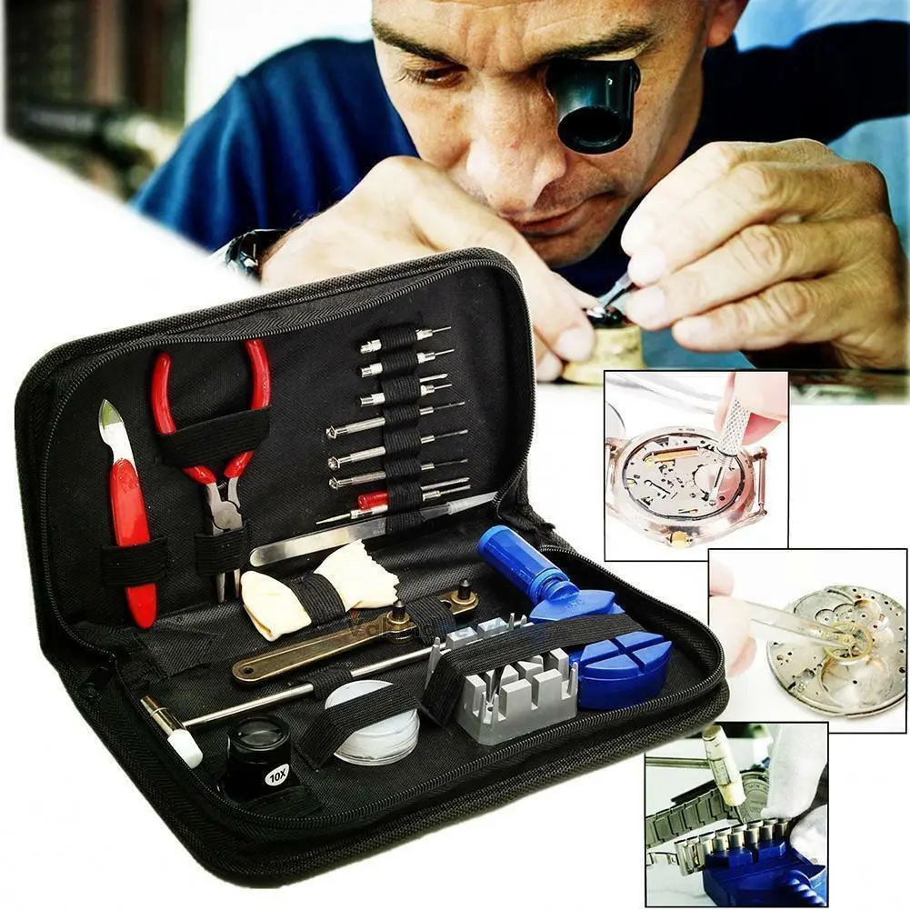 16 Pcs Watch Repair Kit Replace Battery Band Pin Strap Link Remover Back Hammer Screwdriver 16 Pcs Watch Repair Kit Replace Battery Band Pin Strap Link Remover Back Hammer Screwdriver