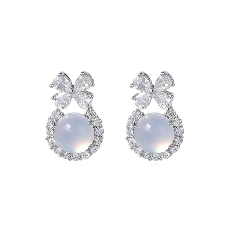 Moonstone Blossom Stud Earrings