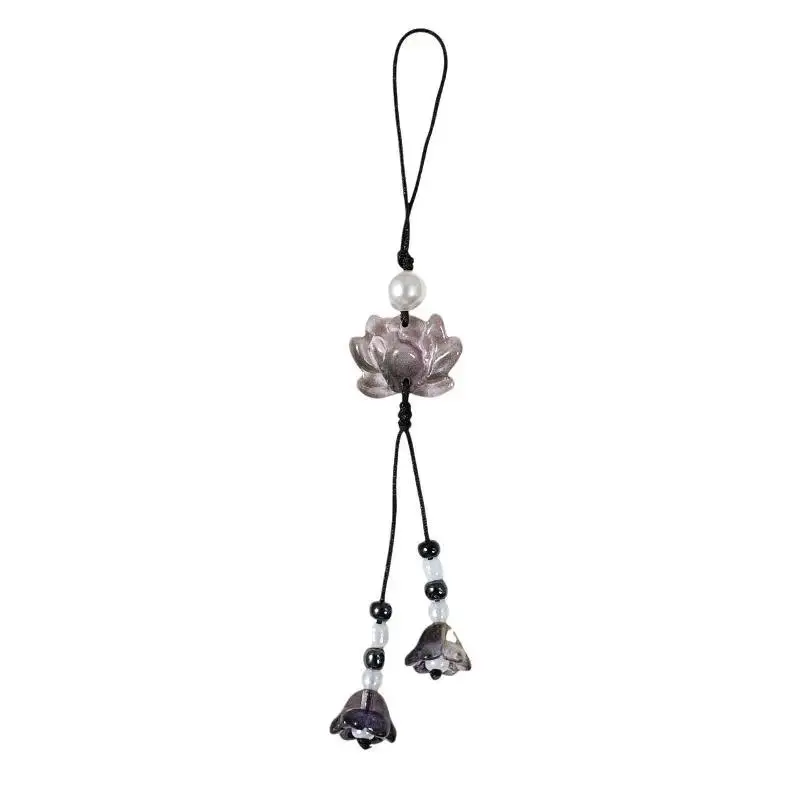【TG16】4Pcs/1Pcs 2026 Chinese Vintage Beaded Lotus Key Chains Pendant Mobile Phone Pendant Men Women Jewelry Accessories Gift