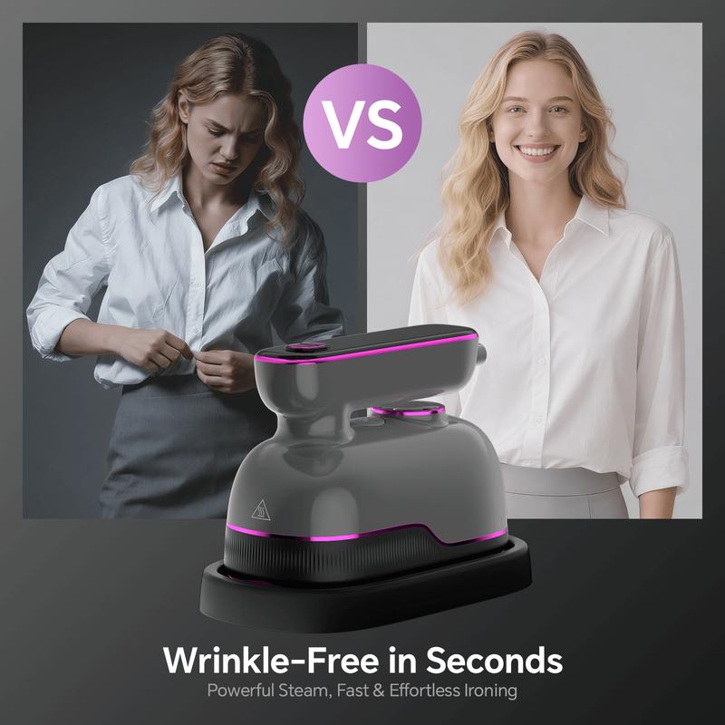 GREENYEE No Burns & 2X Faster | 150ml Smart Steam Iron | No Leaking 1000W, 6 Modes LED & 6.5" Wide Panel 2-in-1