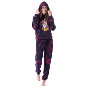 Harry Potter Womens' Hogwarts Houses Tie-Dye 2PC Hooded Jogger Pajama Set Loungewear