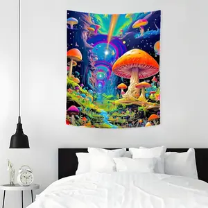 Abstract Magic Mushrooms Pattern Tapestry, 1 Count Aesthetic Wall Hanging Decor, Wall Decor Tapestry for Home Bedroom Office
