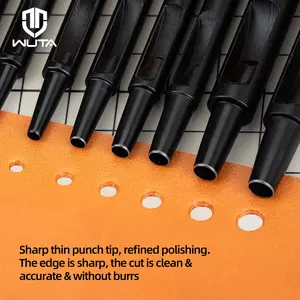 WUTA Titanium Punch Set - Vacuum-Blackened 0.5-15mm Carbon Steel Anti-Rust Puncher for Leather Canvas