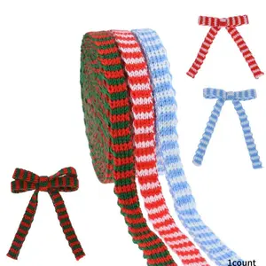 Striped Pattern Christmas Ribbon, 1 Roll Colorful Woven Ribbon, Holiday Gift Wrapping Ribbon, Festive & Party Supplies for Home Party Decoration