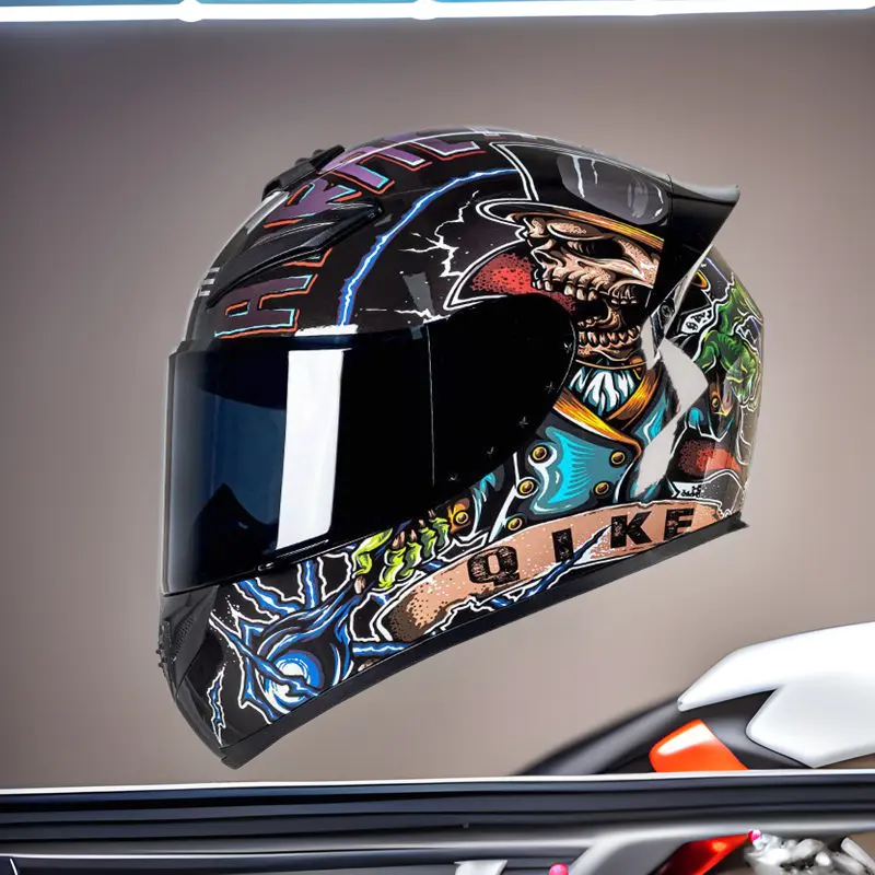 National Standard Motorcycle Helmet Full Face for Men and Women Winter Warm Safety Four Seasons Rider Electric Vehicle Motorcycle Full Face Helmet alternate  helmets novelty  helmet