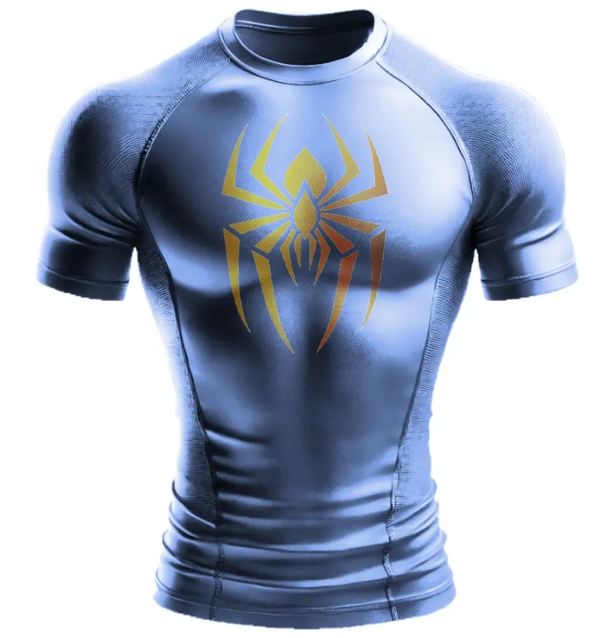 Cool Spider Graphic T-Shirt for Men Gold Spider Graphic – Gym-Ready, Muscle Fit, Multi-Color Options (US, Alpha, Large, Regular, Regular, Ocean Blue)