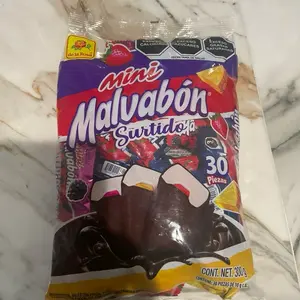 Mini malvabon surtido marshmallows covered with chocolate , jelly filling