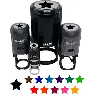 Star Shape Excellent Self-Inking Rubber Stamp Ink Stamper for Stamping Crafting Planners - 1/2 Inch Mini - Blue Ink