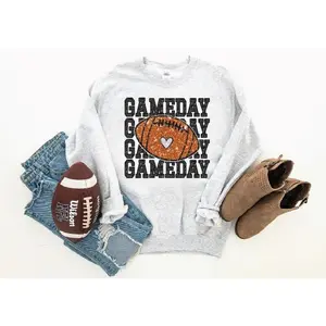 Game Day Football Faux Sequin Graphic Sweatshirt