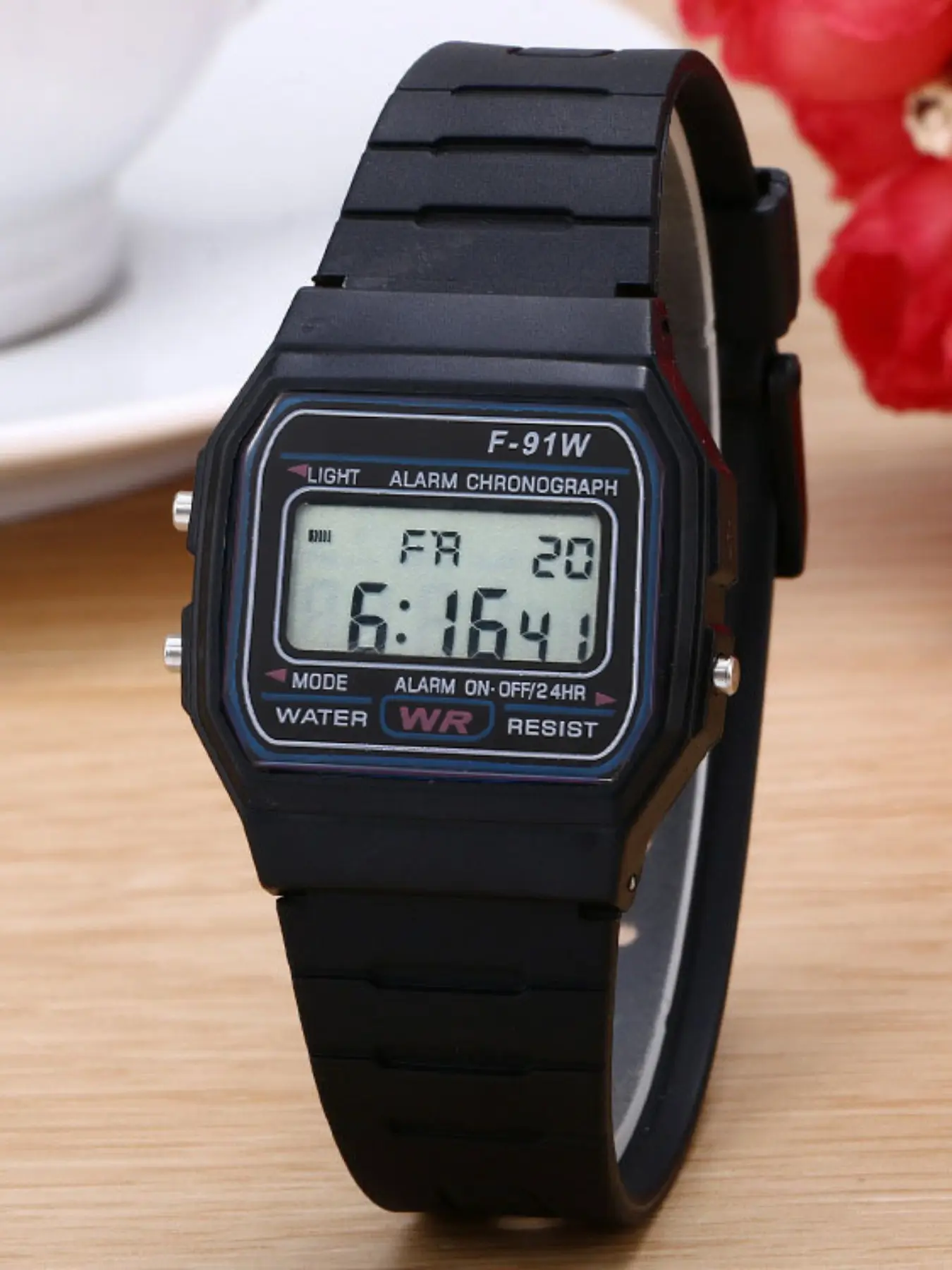 Teenagers' Multifunctional Outdoor Sports Ultra-Thin Square Night Light Alarm Clock Timer Electronic Watch, Sporty Casual Style, All Seasons