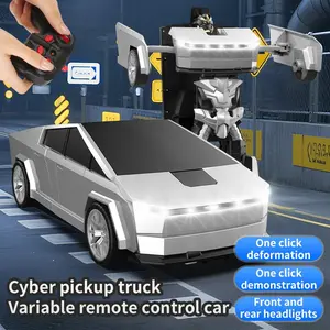 Remote Control Transforming Car Toy, Automatic Transformation, 360 Degree Spin Drift, 2.4g Remote, Cool Lights, Suitable for 6-12 Years