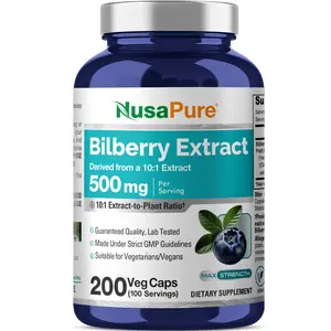 NusaPure Bilberry Extract 500mg 200 Vegetarian caps (Non-GMO, Vegan)