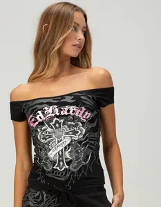 ED HARDY Womens Off The Shoulder Top