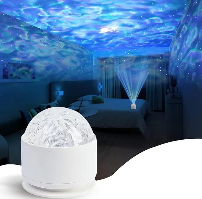 Relaxing Ambient Projection Lamp, Ocean Wave Light Projector with 16 Color Modes, Projects Soft Water Ripple Light on Walls & Ceilings, Suitable for Kids & Adults