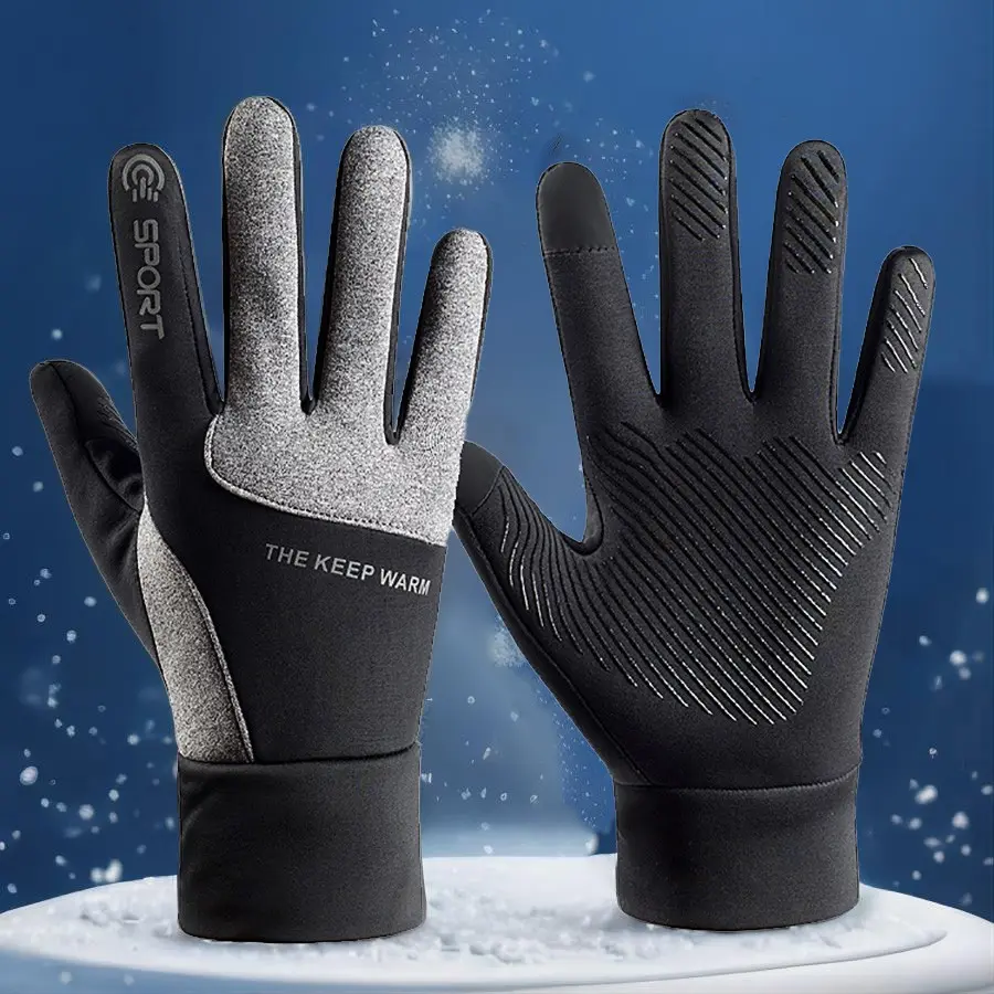 Winter Touch-Screen Water-Resistant Thermal Gloves, Men & Women Windproof Anti-Slip Heated Glove, Hands Warm for Hiking Driving Running Bike Cycling