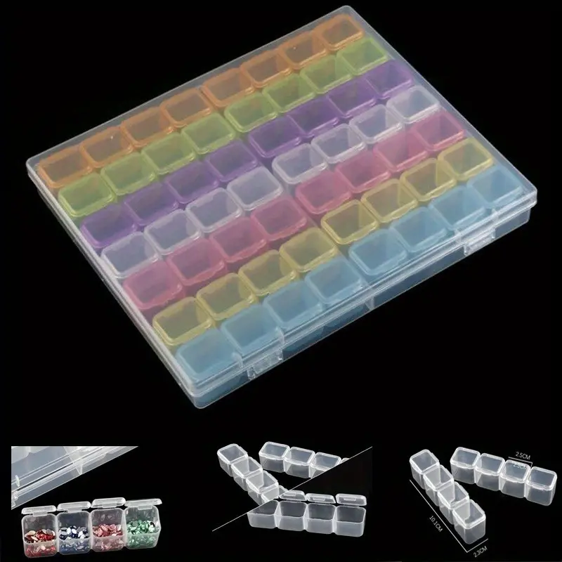 56/28 Grids Divided Compartments 5D DIY Diamond Painting Drill Box Jewelry Box Rhinestone Embroidery Crystal Bead Multi Grids Organizer Case Container Jewelry Storage Unit Durable Plastic Organizers