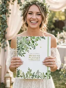 Luxury Wedding Planner & Organizer Book – Eucalyptus Gold Foil Bridal Planner, Wedding Checklist & Budget Binder (144 Pages)