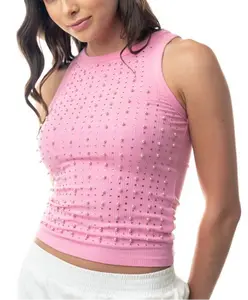 Pink Sparkling Gems Tank Fit Knit