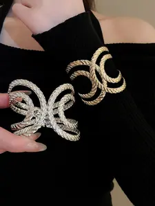 Geometric Irregular Wavy Pattern Open Bangle Bracelet Jewellery, Stylish European Style Jewelry for Women, Unique Design Accessory for Everyday Wear