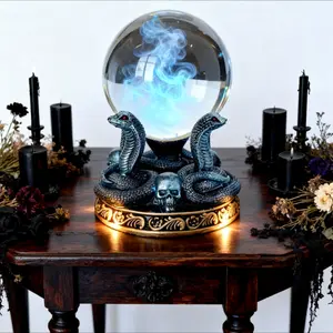 New Resin Sculpture Cobra Base Crystal Ball Crystal Clear Home Office Desktop Crystal Ball Base Decoration