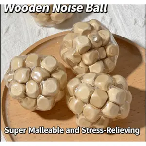 Highly attractive and moldable wooden squeeze ball stress-relief toy