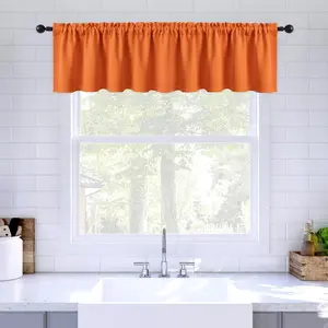 Fall Window Valance for Bedroom Living Room Kitchen Bathroom Energy Efficient Rod Pocket Curtain Valance 18 Inch, Thermal Insulated Window , One Panel, 42'' x 18'', Orange