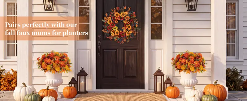 Thanksgiving Fall Wreath with Berries & Leaves, Hook Included, Festive Home Decor for Porch Wall, Room Decor Thanksgiving Fall Wreath with Berries & Leaves, Hook Included, Festive Home Decor for Porch Wall, Room Decor