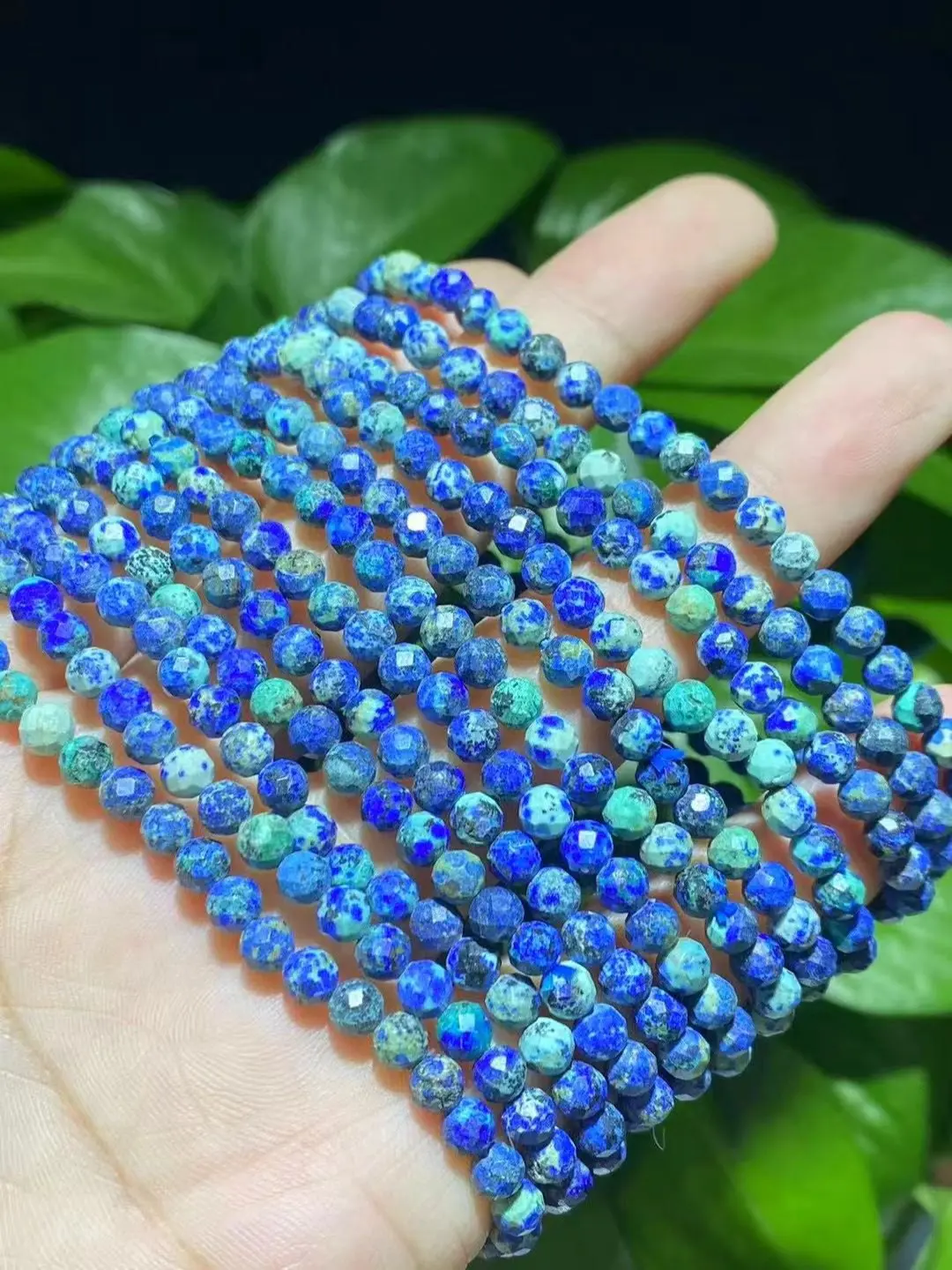Shine(16557)gc.Azurite faceted bracelet