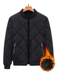 Men's Long Sleeve Fleece Lined Solid Pocket Jacket, Quilted Outerwear Jacket, Casual Zipper Outerwear with Pockets, Perfect for Outdoor Activities, Warm & Comfortable Design, Casual Jackets