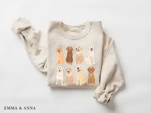 Golden Retriever Sweatshirt – Cute Dog Lover Crewneck, Golden Mama Gift for Dog Mom & Owner Cotton Fit