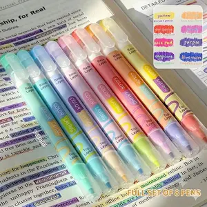 Pastel Dual-tip Highlighters, 8Pcs No Bleed Bible Highlighters Assorted Colors, Dual Tip Unique Retro Colors, Quick Dry Aesthetic Highlighters Markers for Bible Journals Planners Books Notes, Back-to-school