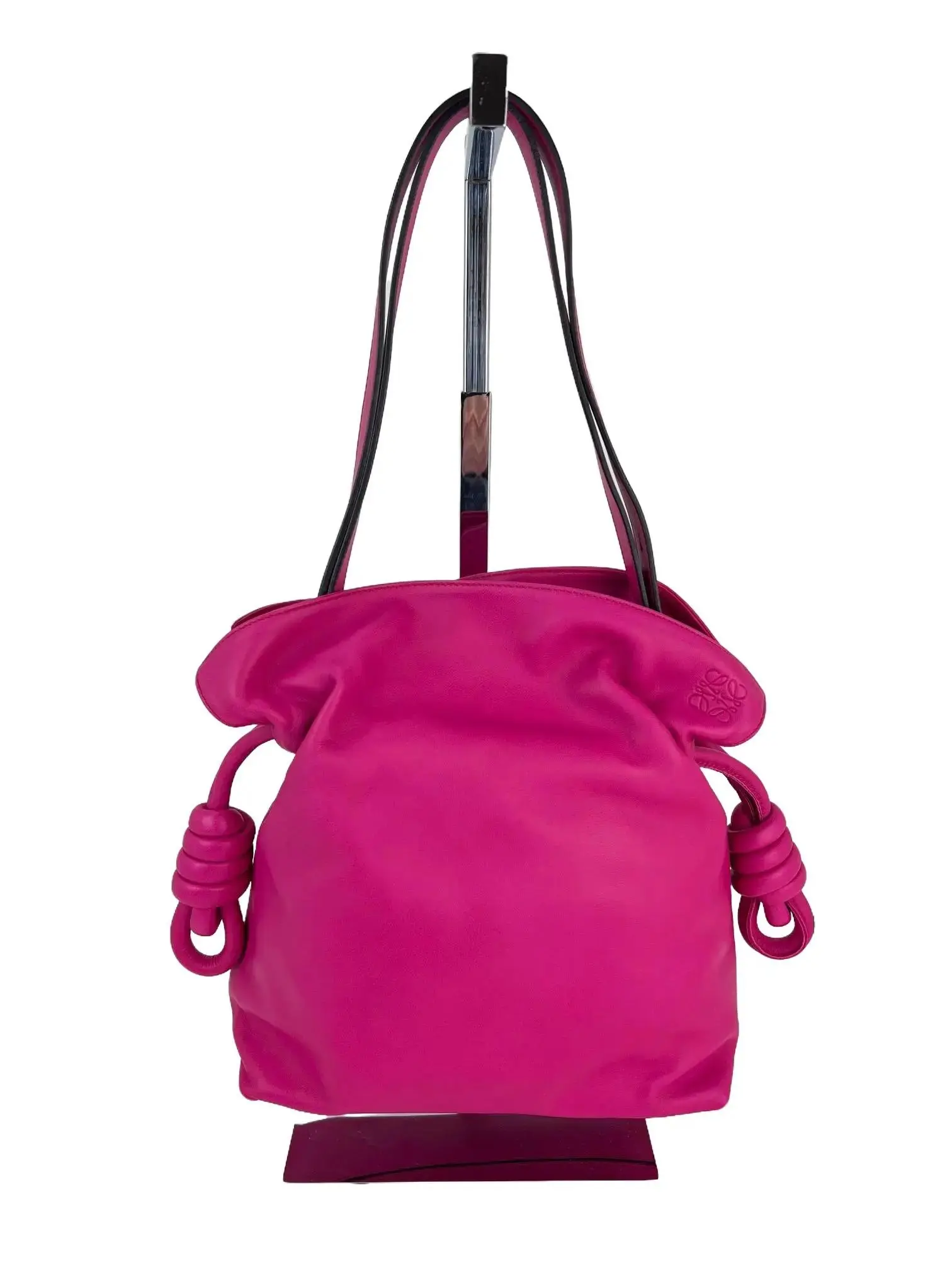 Pre-owned Loewe Leather Shoulder Bags Nappa Pink Flamenco Medium Knot Shoulder Bag
