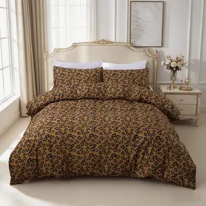 3-Piece Leopard Pattern Digital Print Duvet Cover Set (1 Duvet Cover + 2 Pillowcases, No Insert), Soft and Comfortable, Bedroom Bedding Set, Suitable for Bedroom and Living Room, All-Season Use