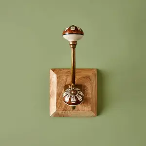 Liyan Mango Mango Hook with Hand Painted Ceramic Knob
